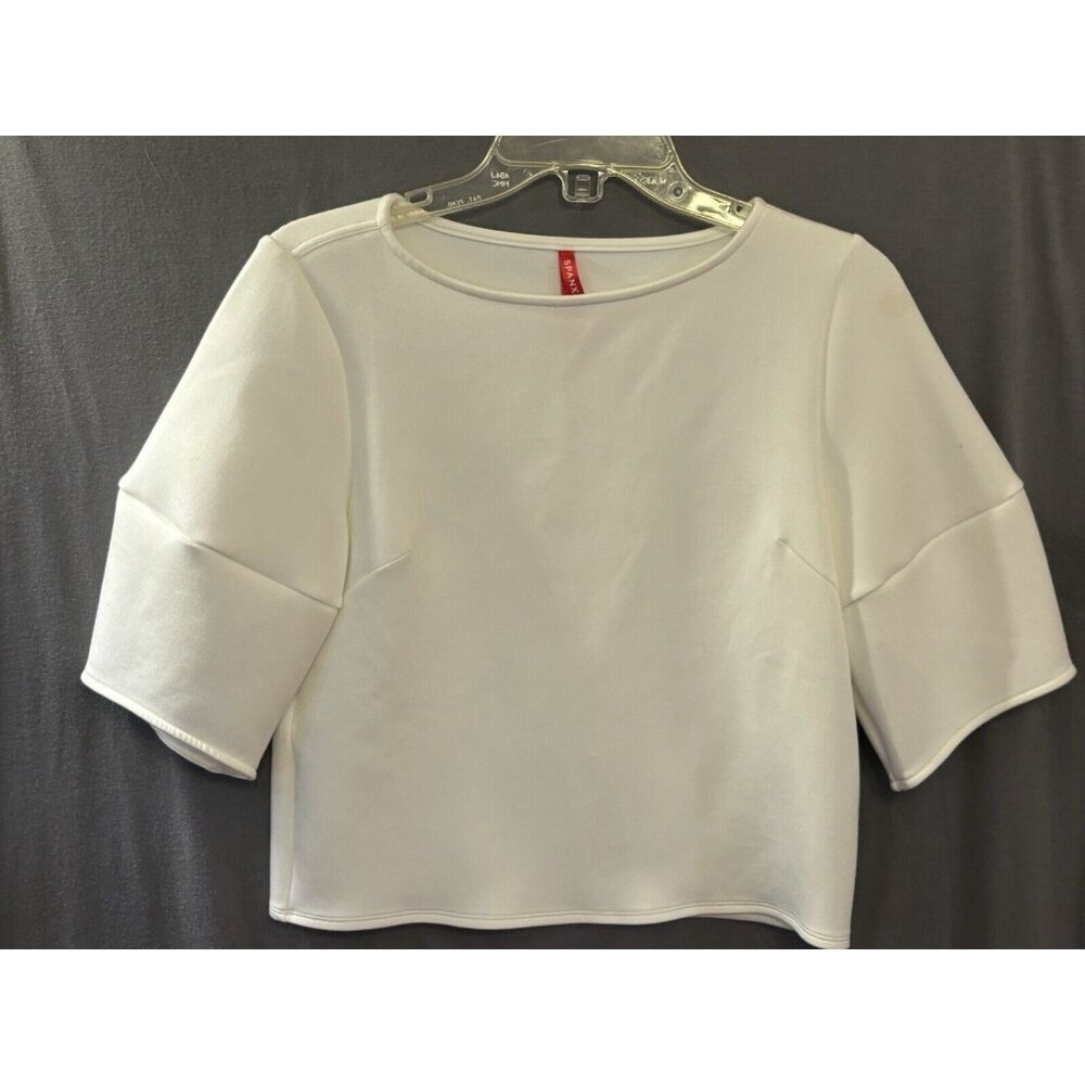 Spanx Airluxe Puff Sleeve Top Women’s S Thick Stretch Cropped Super Soft!!